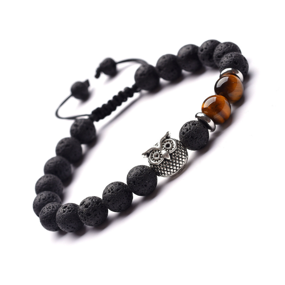 Adjustable Tiger Eye 8MM Lava Stone Friendship Bracelet