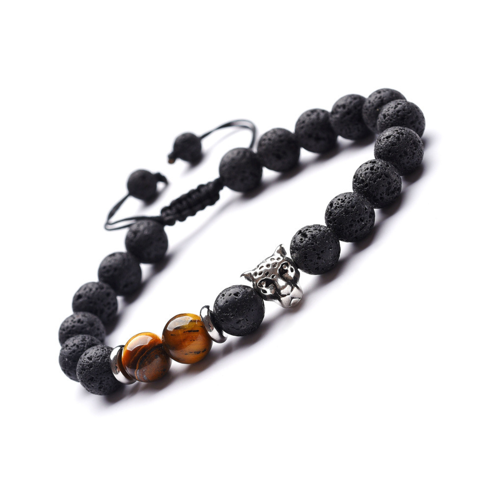Adjustable Tiger Eye 8MM Lava Stone Friendship Bracelet
