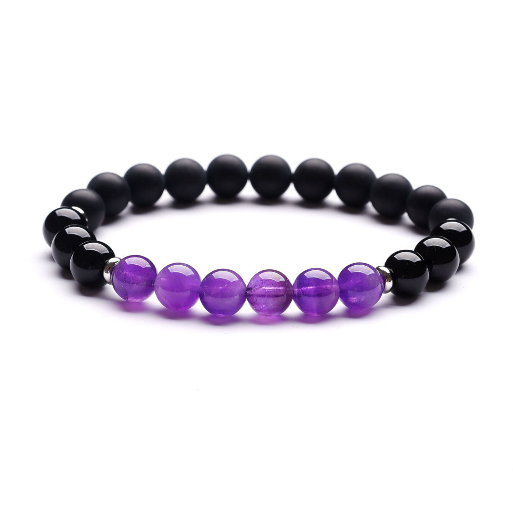 Matte Black Onyx Amethyst 8MM Stone Bracelet