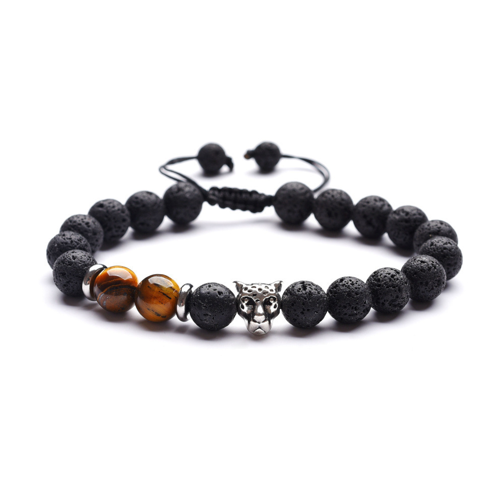 Adjustable Tiger Eye 8MM Lava Stone Friendship Bracelet