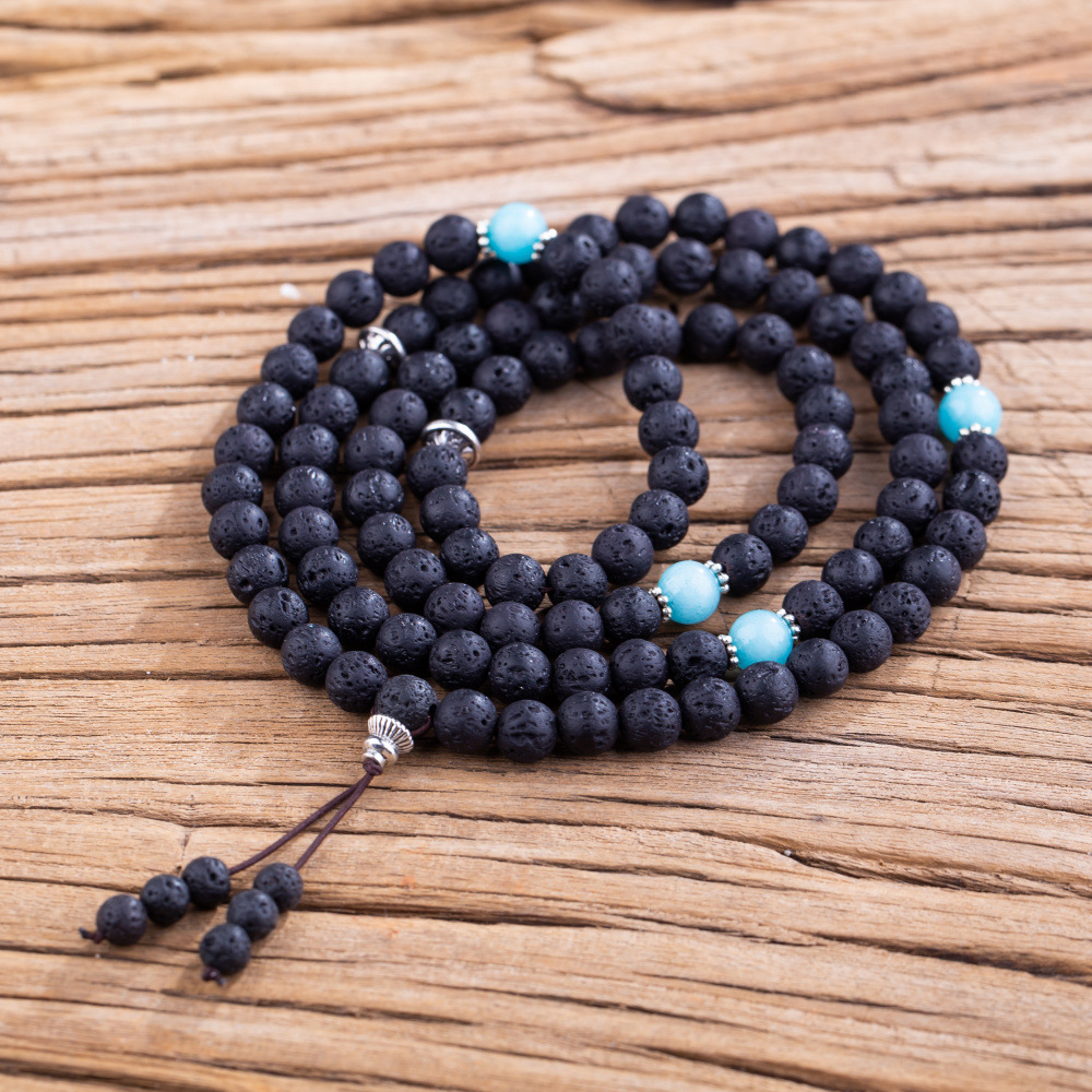 108 Buddhist Prayer Beads 7 Chakra Multilayer Yoga Meditation Mala Healing Lava Rock Beads Diffuser Bracelet Necklace