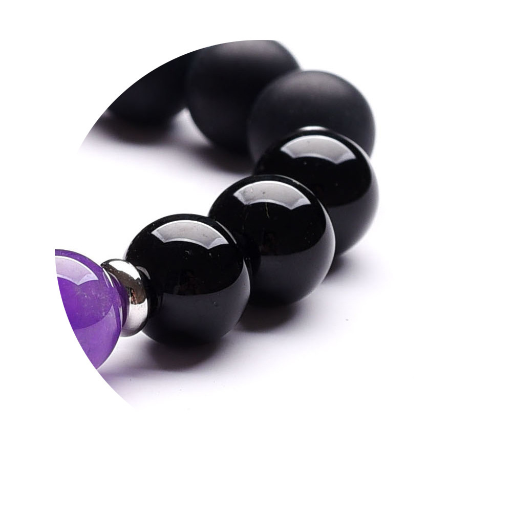 Matte Black Onyx Amethyst 8MM Stone Bracelet