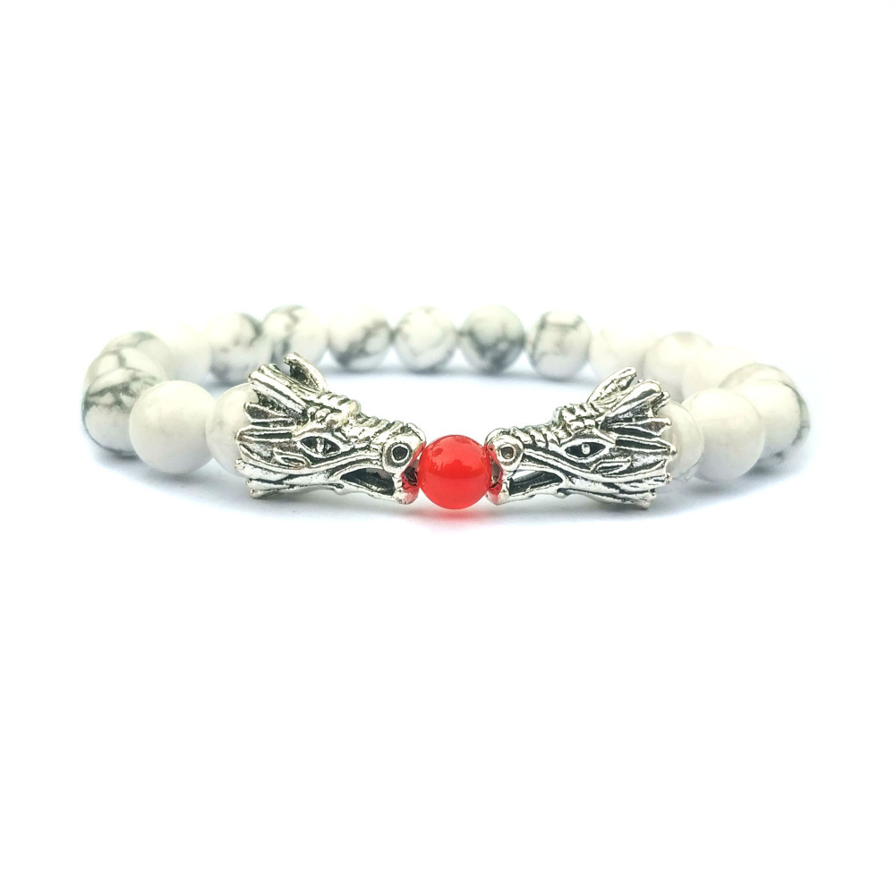 Double Dragon Alloy 8MM Gemstone Bracelet
