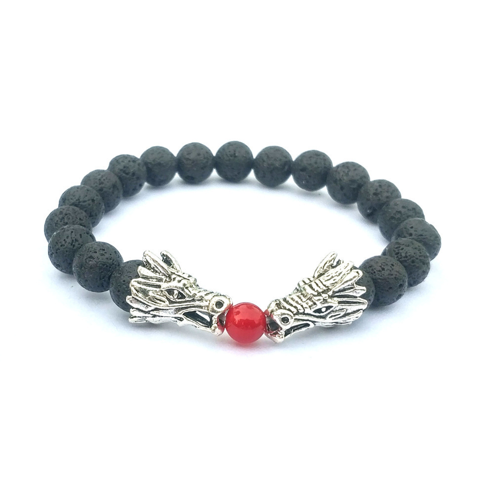 Double Dragon Alloy 8MM Gemstone Bracelet