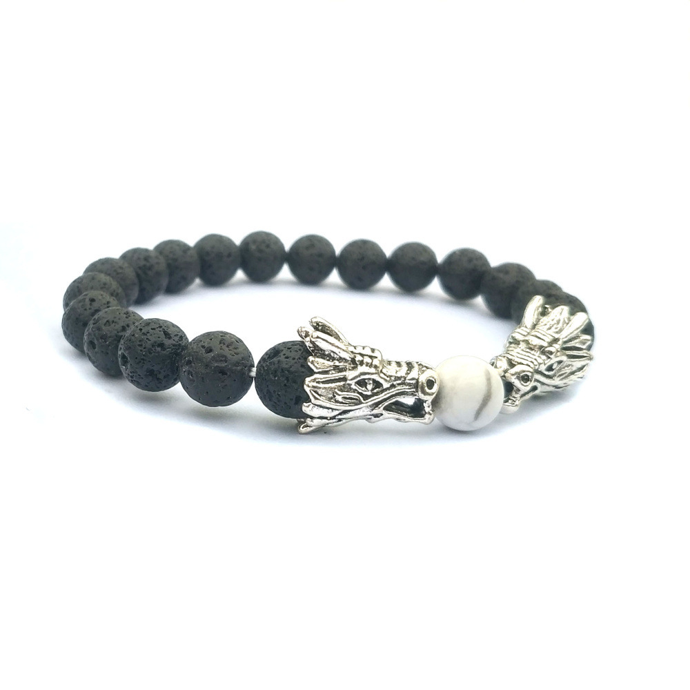 Double Dragon Alloy 8MM Gemstone Bracelet