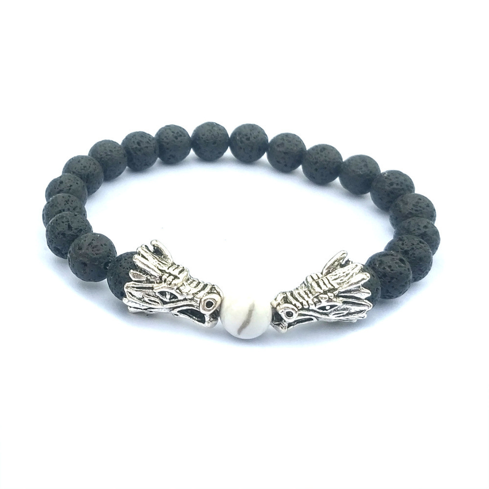 Double Dragon Alloy 8MM Gemstone Bracelet