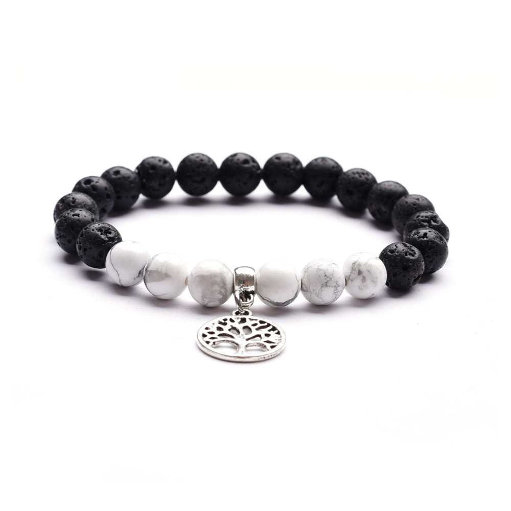 Lava Stone 6MM 8MM Howlite Tree of Life Charm Bracelet