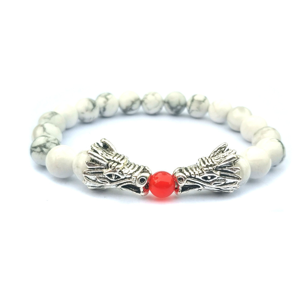 Double Dragon Alloy 8MM Gemstone Bracelet