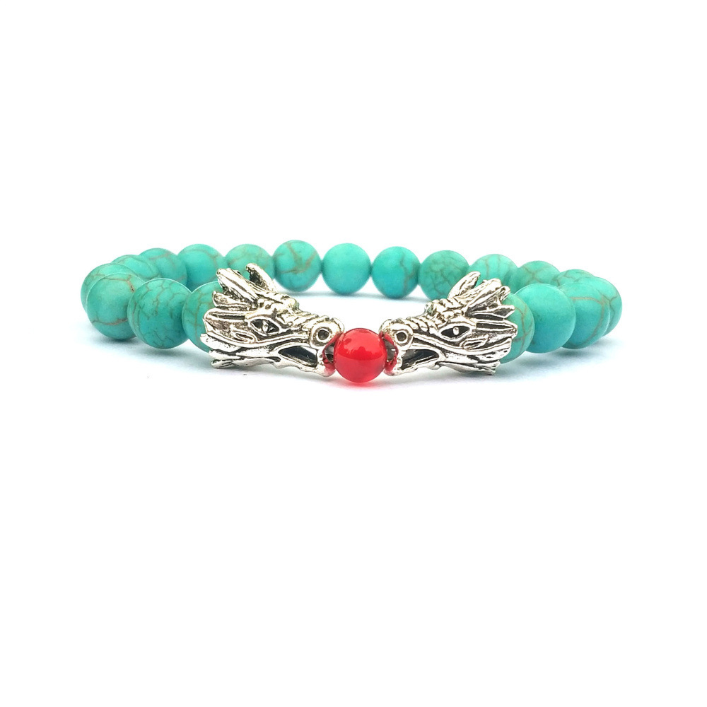 Double Dragon Alloy 8MM Gemstone Bracelet