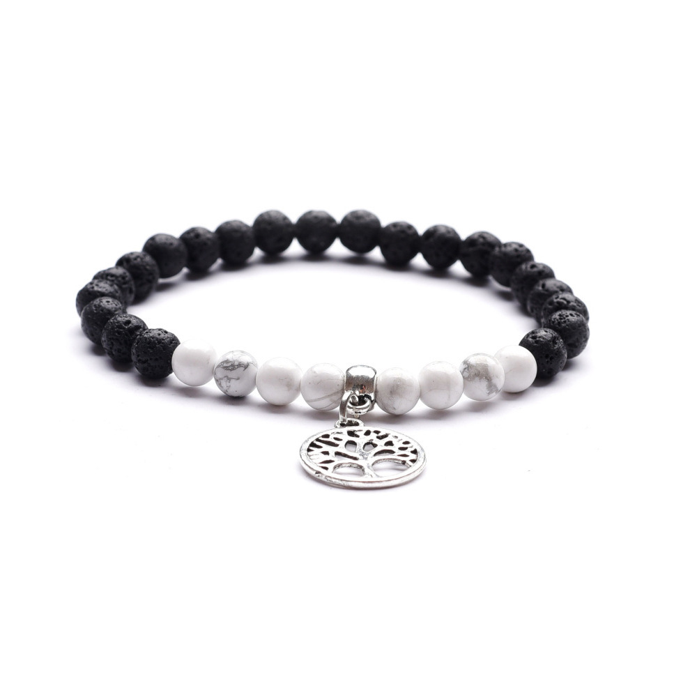 Lava Stone 6MM 8MM Howlite Tree of Life Charm Bracelet