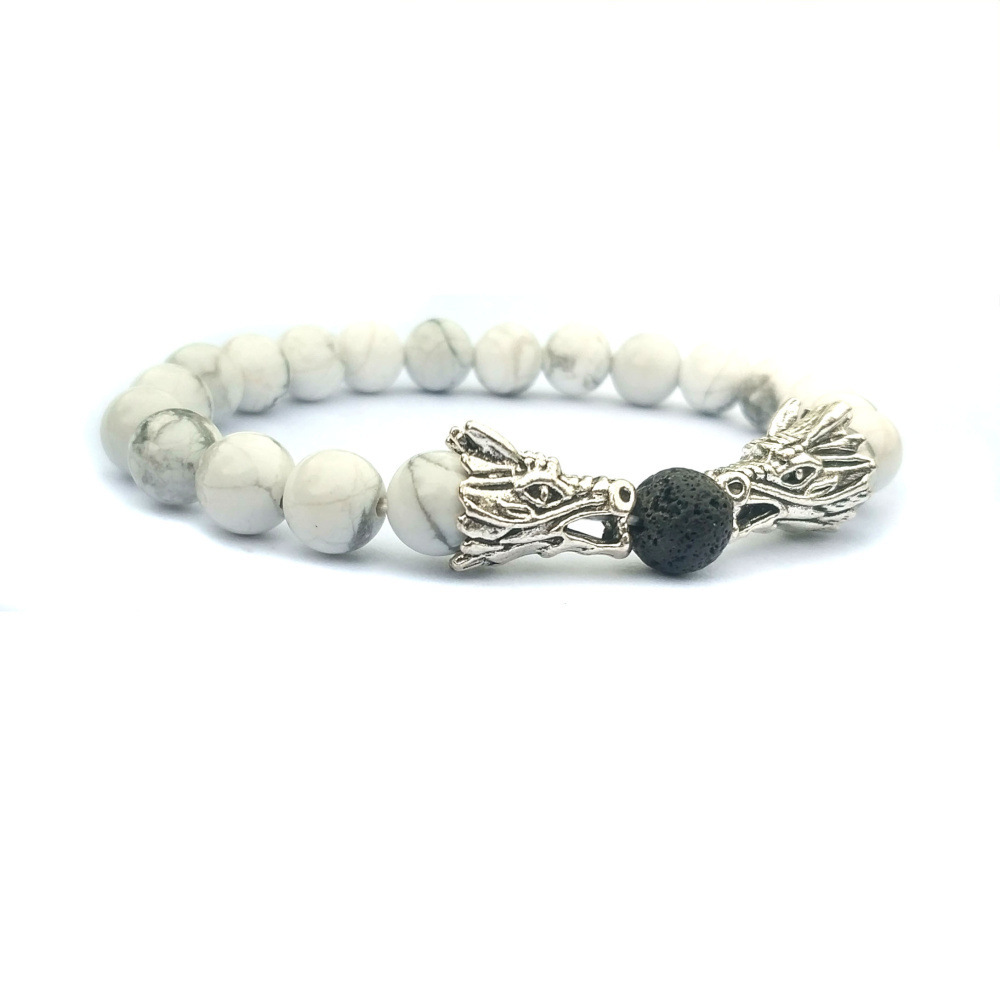 Double Dragon Alloy 8MM Gemstone Bracelet
