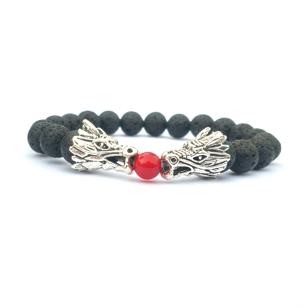 Double Dragon Alloy 8MM Gemstone Bracelet