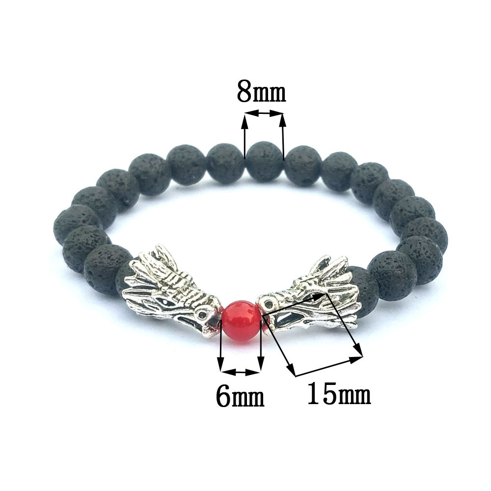Double Dragon Alloy 8MM Gemstone Bracelet