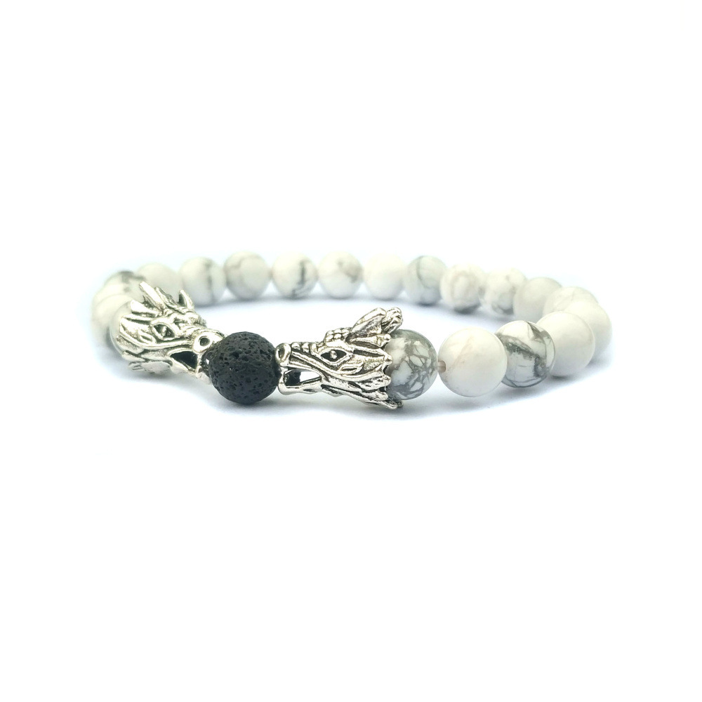 Double Dragon Alloy 8MM Gemstone Bracelet