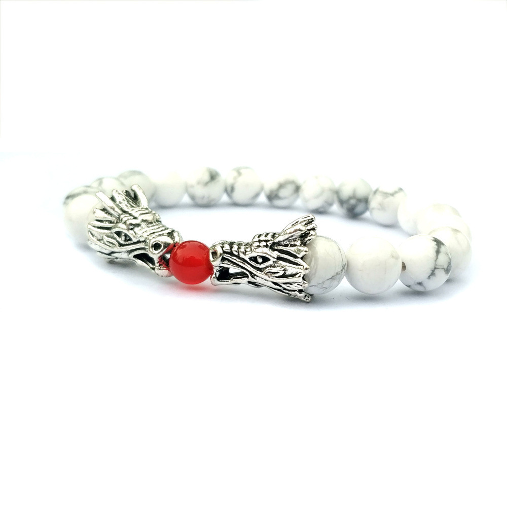 Double Dragon Alloy 8MM Gemstone Bracelet