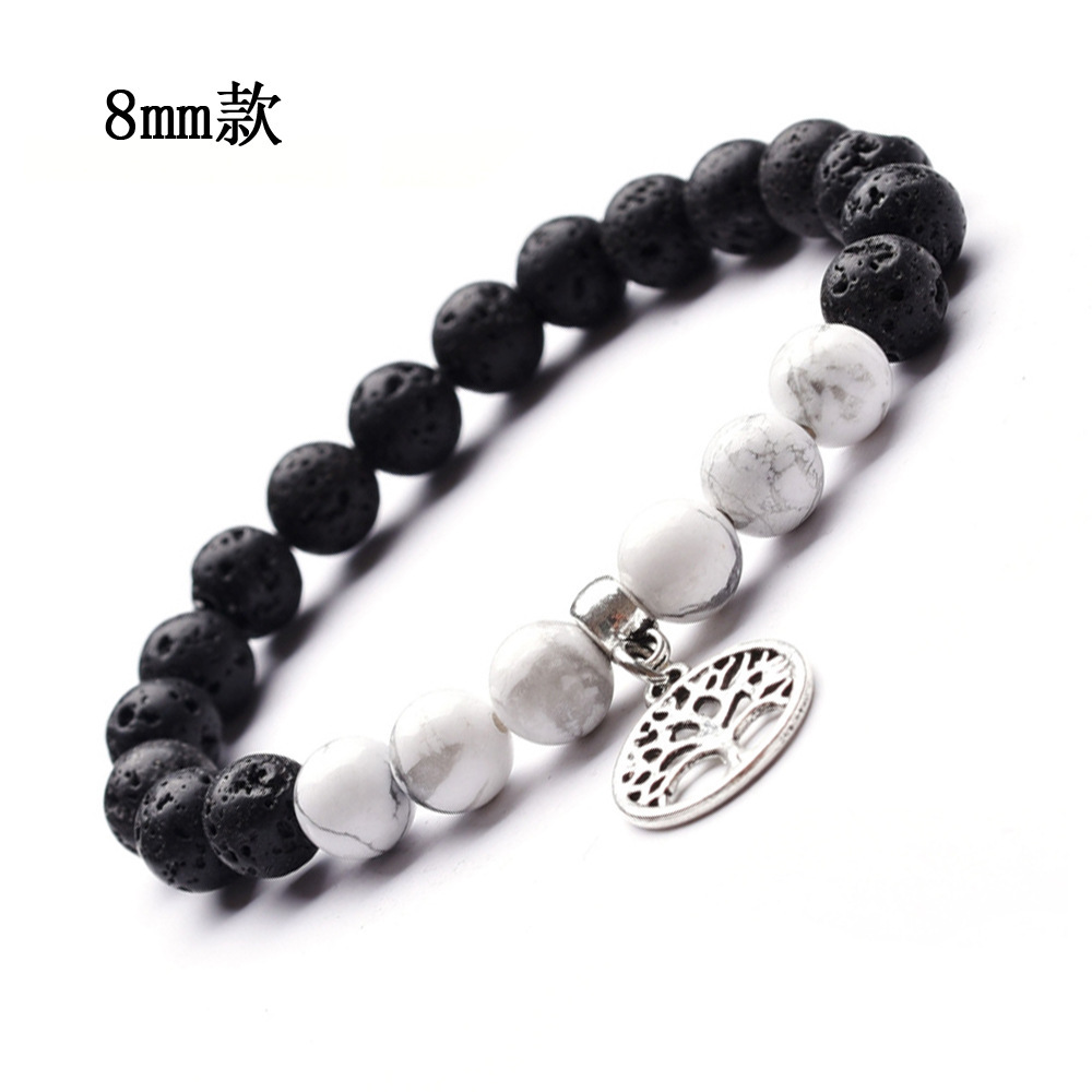 Lava Stone 6MM 8MM Howlite Tree of Life Charm Bracelet