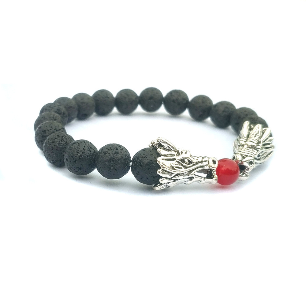 Double Dragon Alloy 8MM Gemstone Bracelet