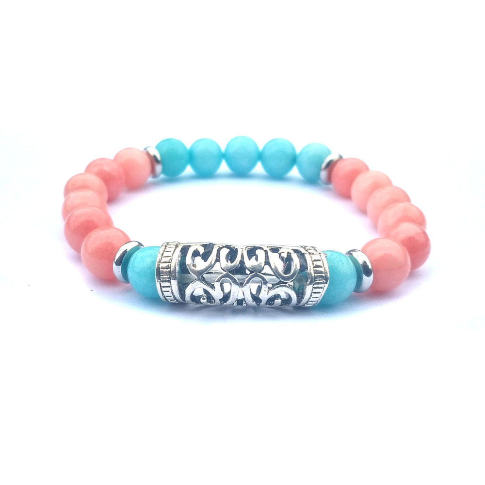 Silver Alloy 8MM Stone Bracelet
