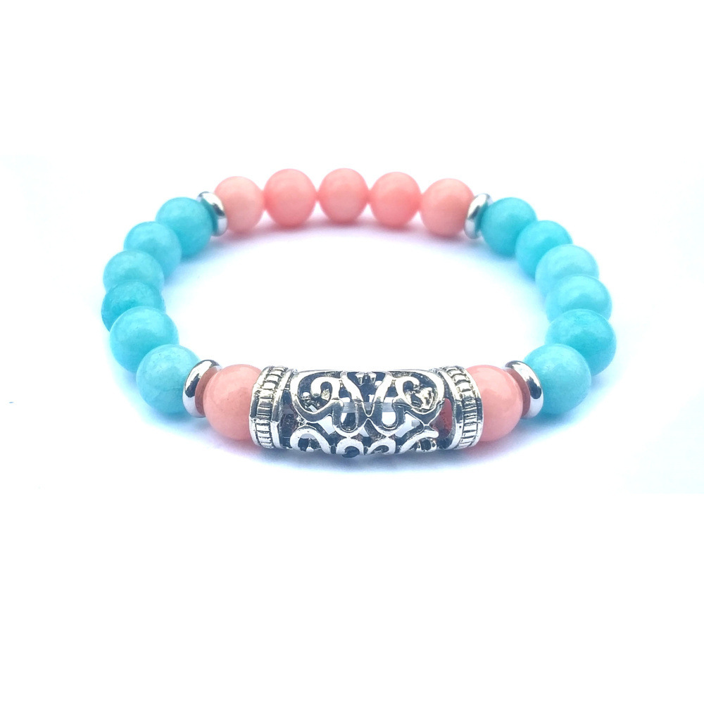 Silver Alloy 8MM Stone Bracelet