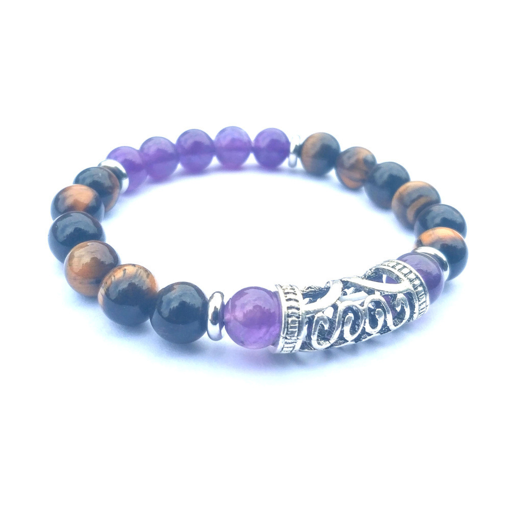 Silver Alloy 8MM Stone Bracelet