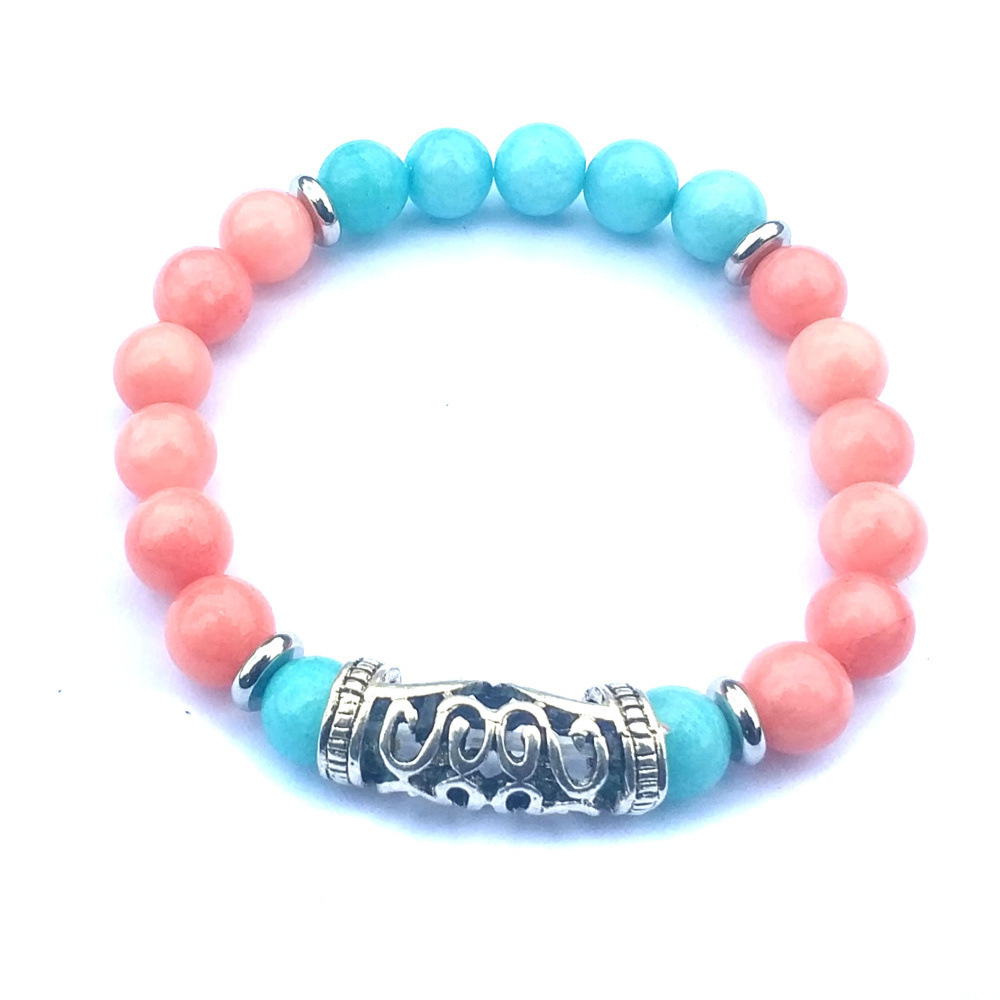 Silver Alloy 8MM Stone Bracelet