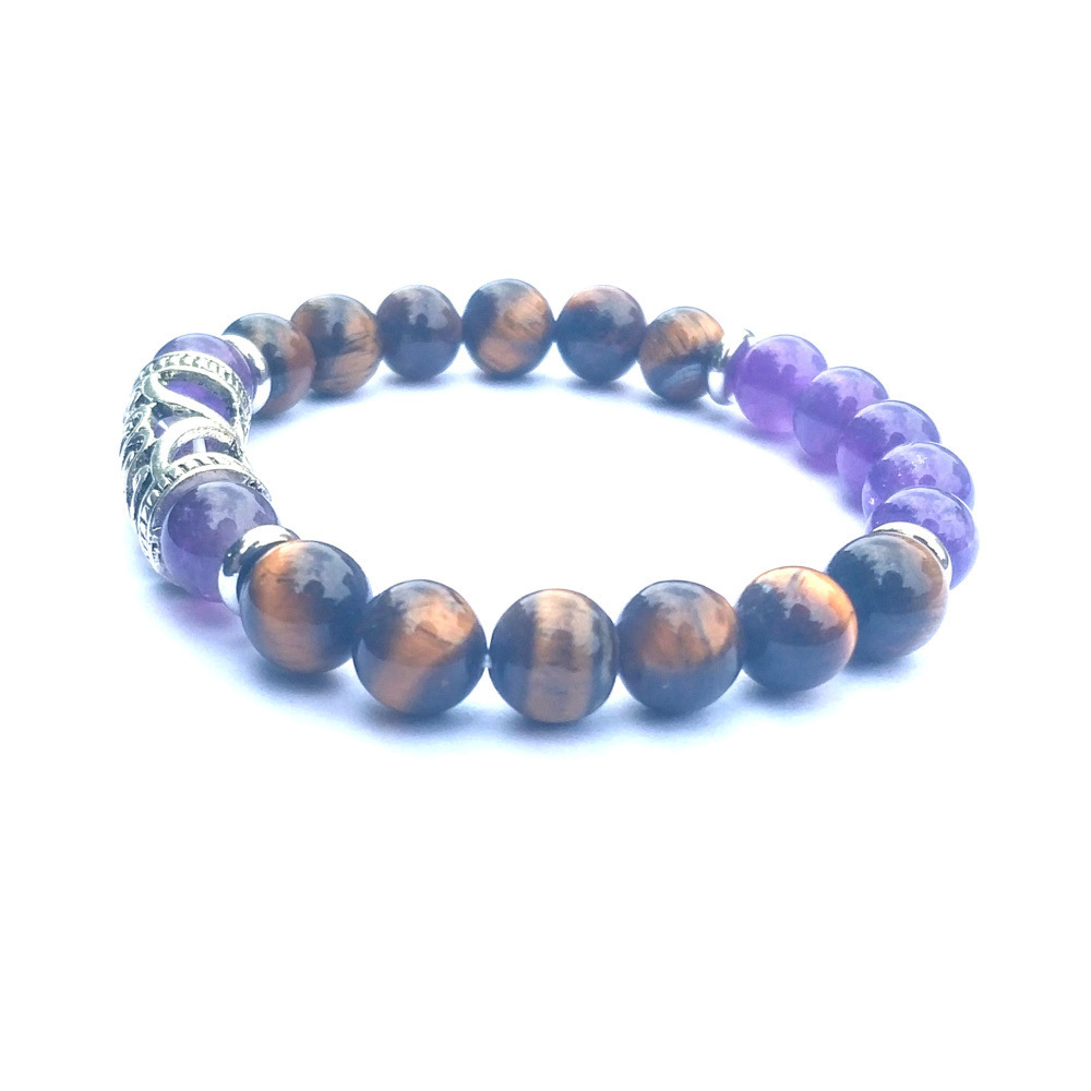 Silver Alloy 8MM Stone Bracelet