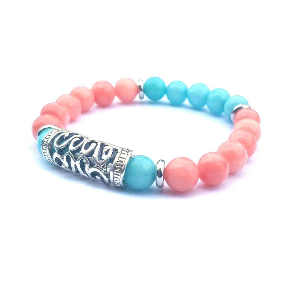 Silver Alloy 8MM Stone Bracelet