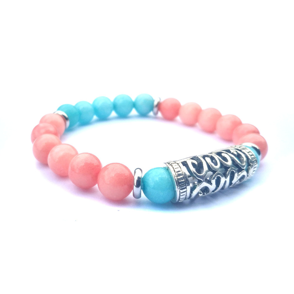 Silver Alloy 8MM Stone Bracelet