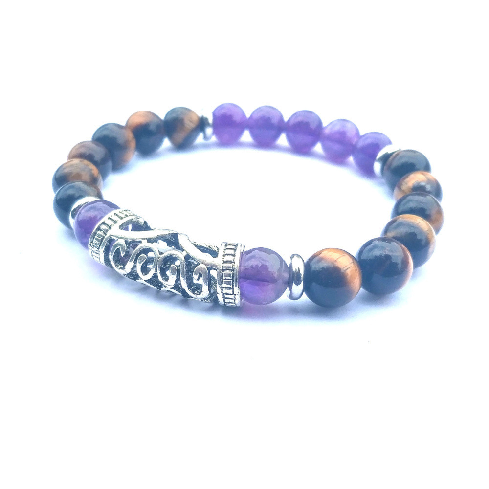 Silver Alloy 8MM Stone Bracelet