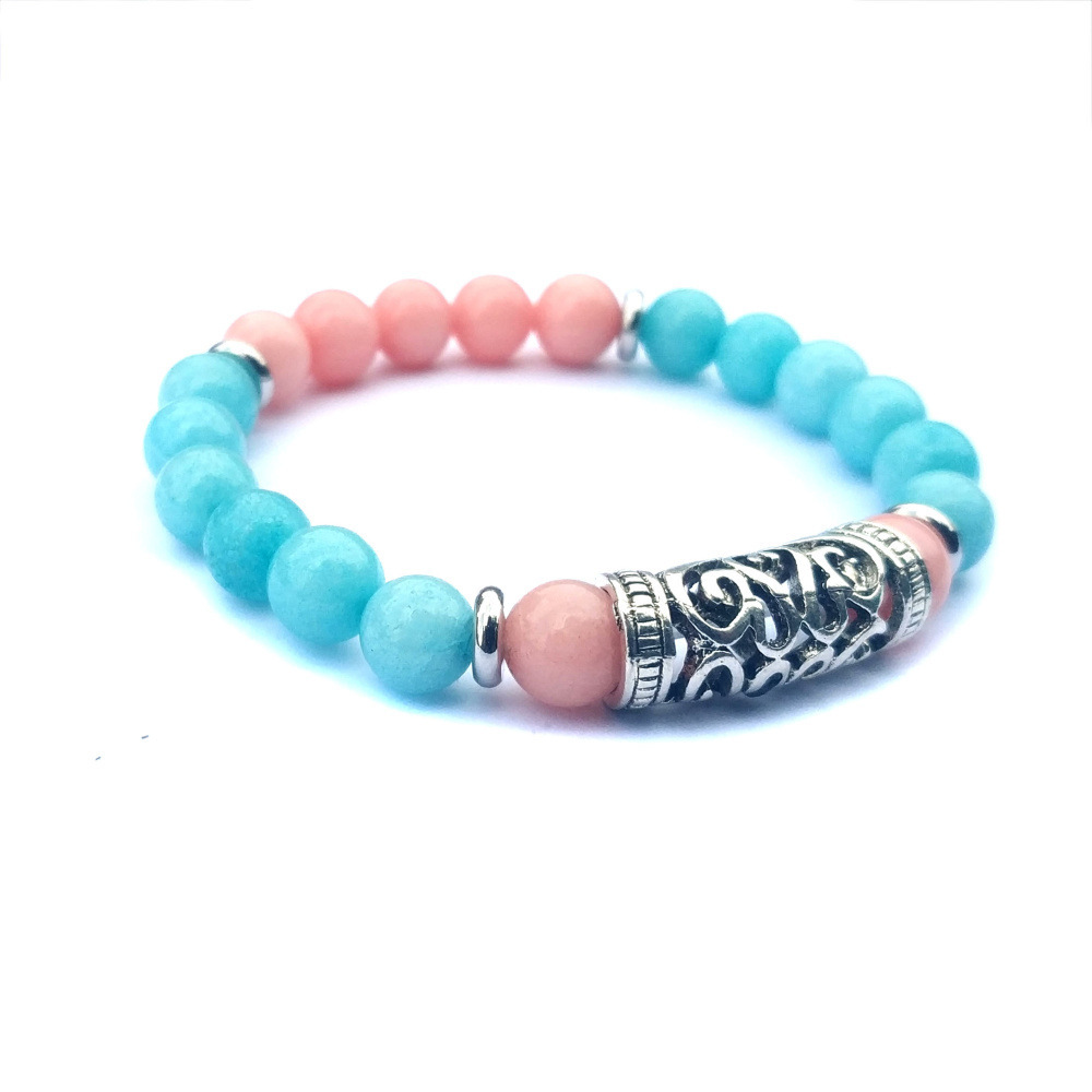 Silver Alloy 8MM Stone Bracelet