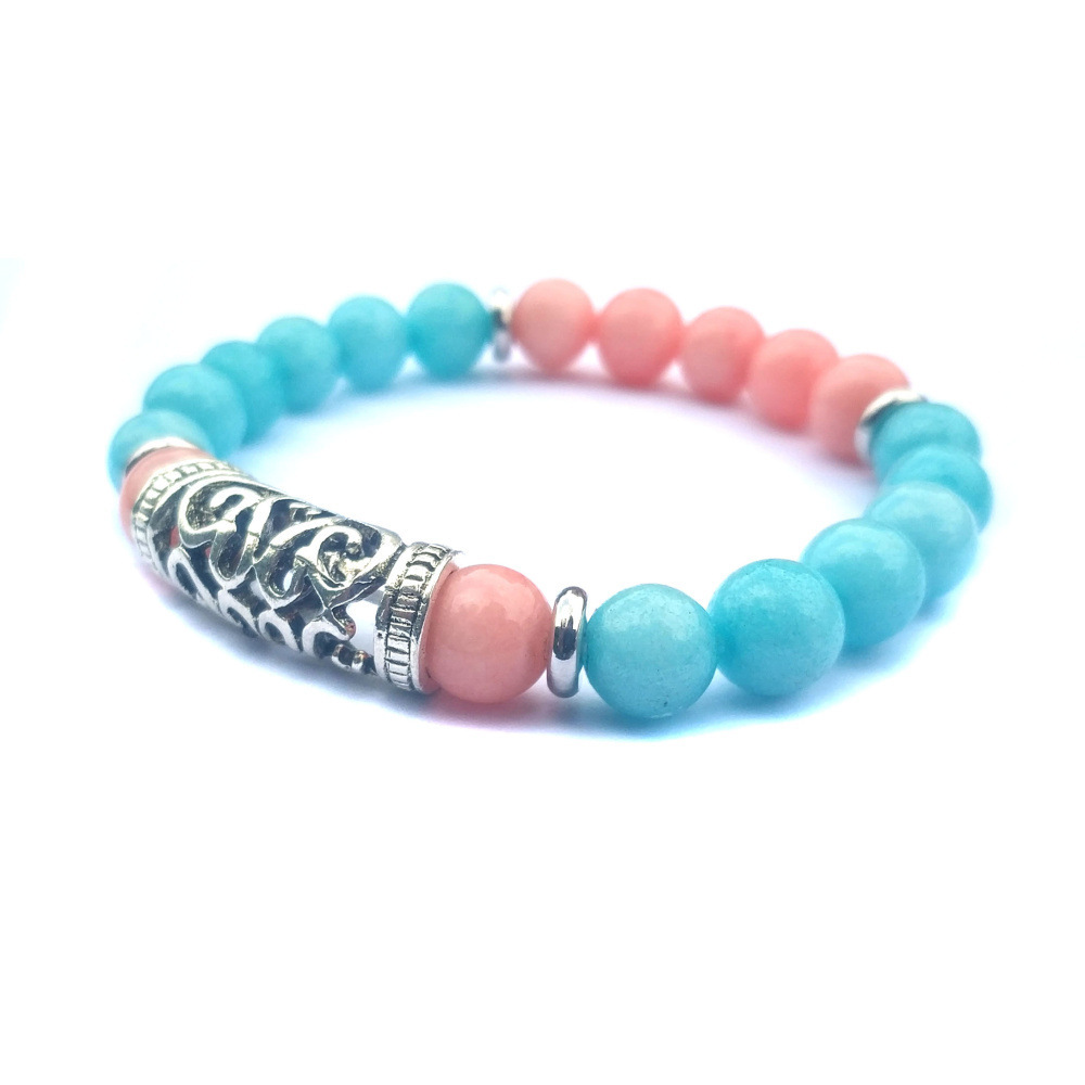 Silver Alloy 8MM Stone Bracelet