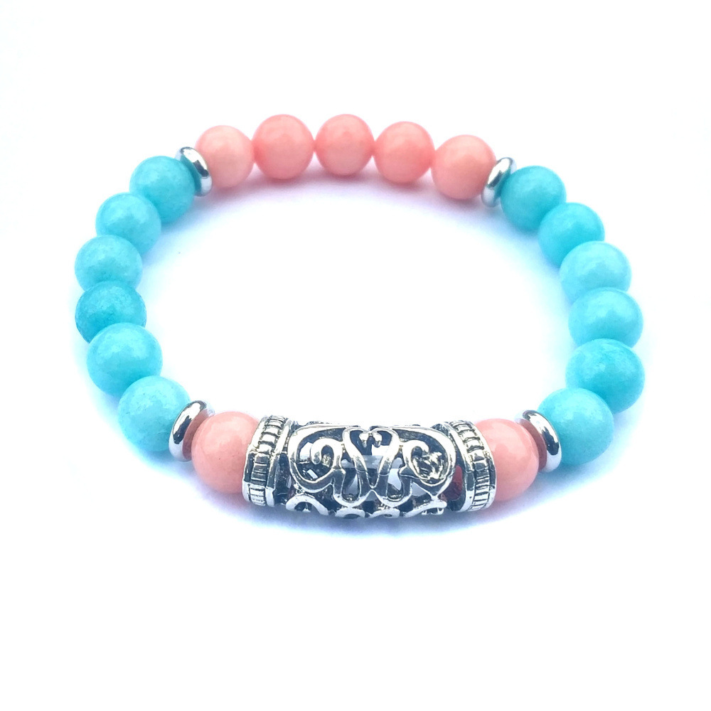 Silver Alloy 8MM Stone Bracelet