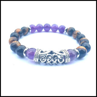 Silver Alloy 8MM Stone Bracelet