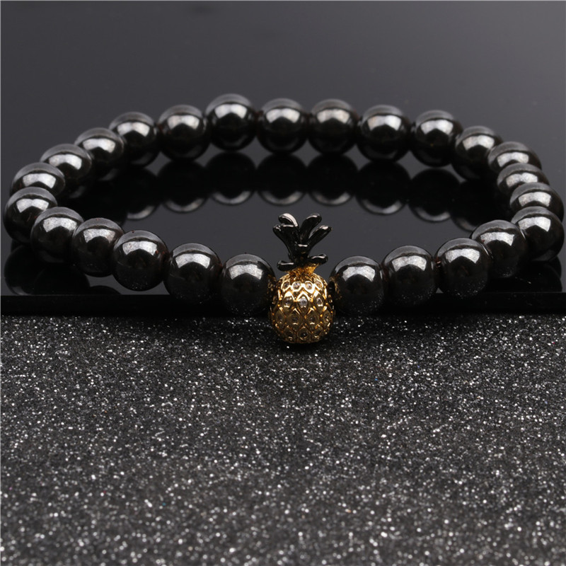 8MM Magnetic Hematite Pineapple Bracelet