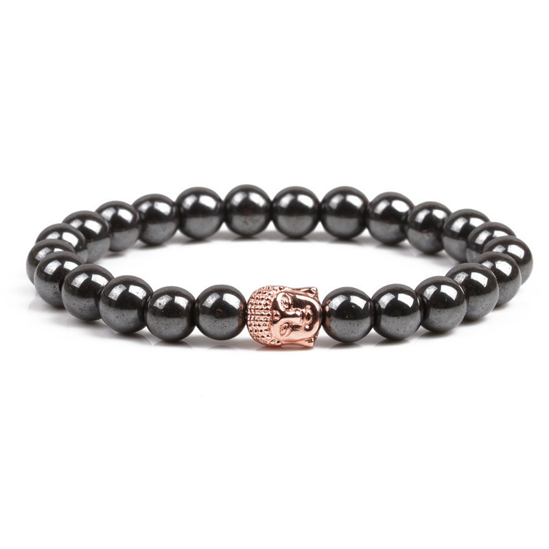 8MM Magnetic Hematite Buddha Head Bracelet