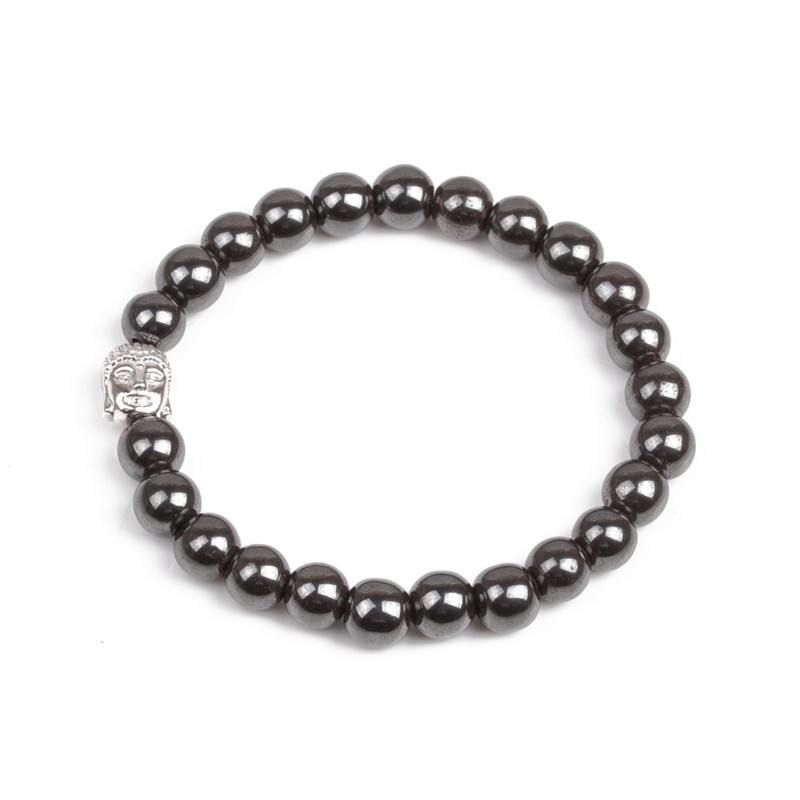8MM Magnetic Hematite Buddha Head Bracelet