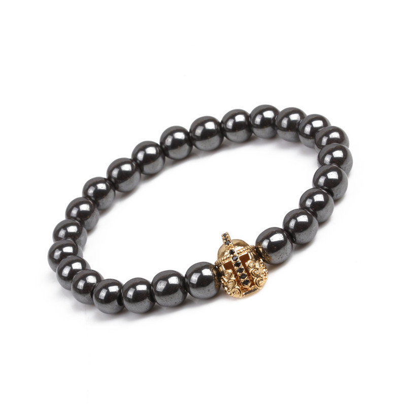 8MM Magnetic Hematite Samurai helmet Bracelet