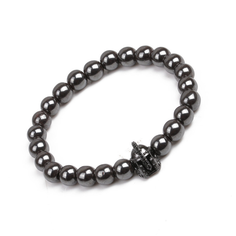 8MM Magnetic Hematite Samurai helmet Bracelet
