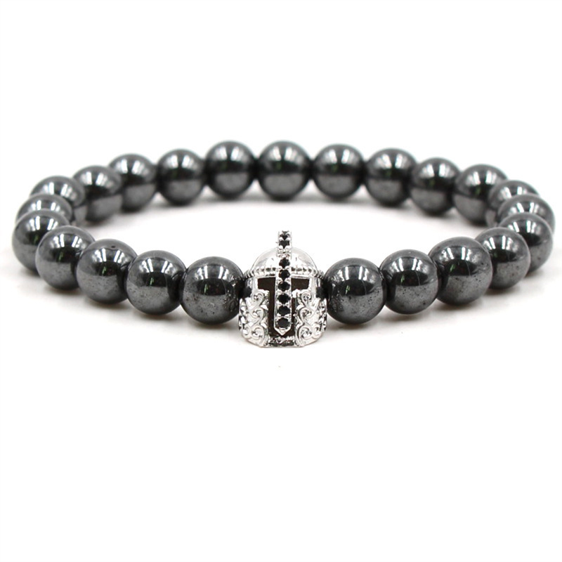 8MM Magnetic Hematite Samurai helmet Bracelet