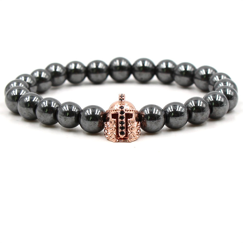 8MM Magnetic Hematite Samurai helmet Bracelet