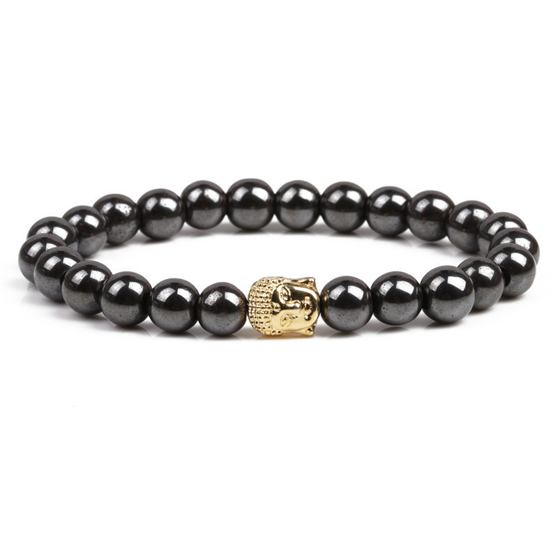 8MM Magnetic Hematite Buddha Head Bracelet