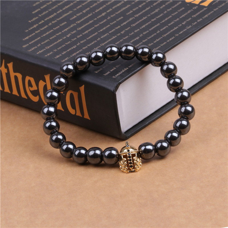 8MM Magnetic Hematite Samurai helmet Bracelet