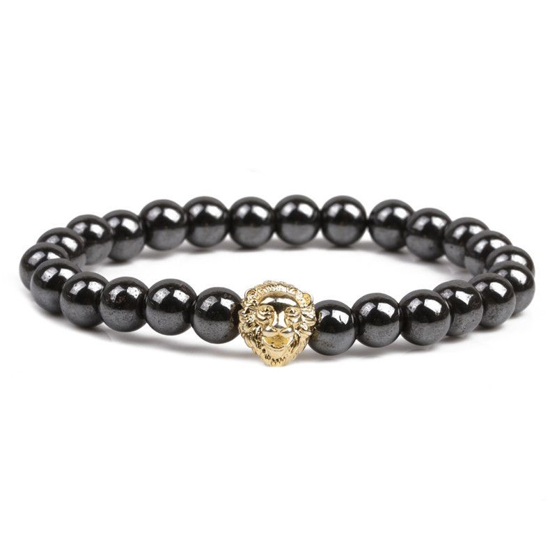 8MM Magnetic Hematite Lion Head Bracelet