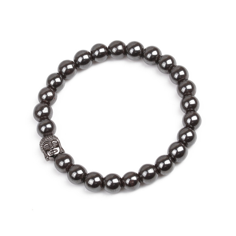 8MM Magnetic Hematite Buddha Head Bracelet