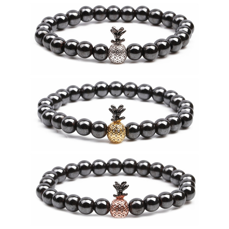 8MM Magnetic Hematite Pineapple Bracelet