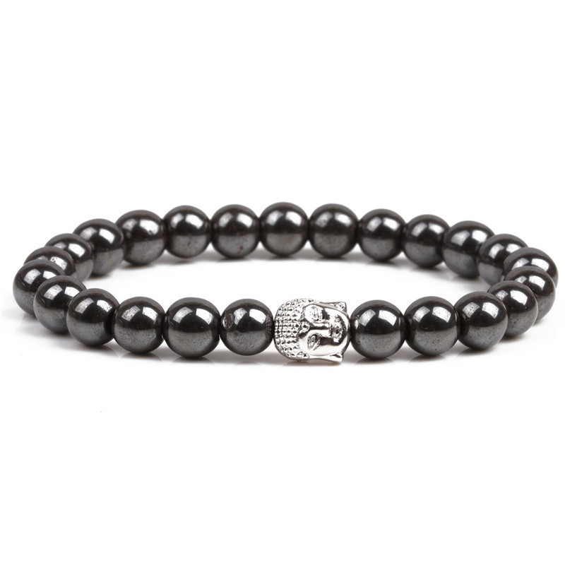 8MM Magnetic Hematite Buddha Head Bracelet