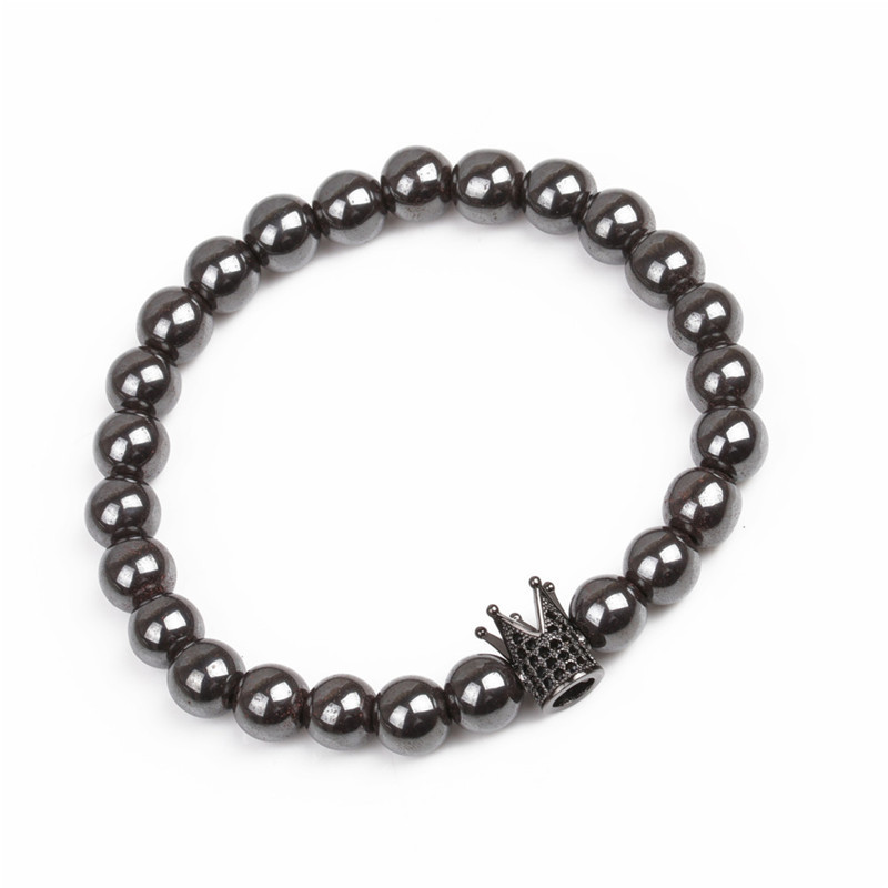 8MM Magnetic Hematite Crown Bracelet