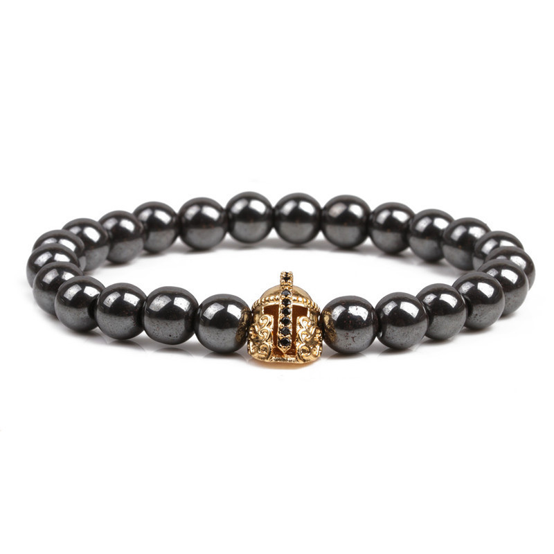 8MM Magnetic Hematite Samurai helmet Bracelet