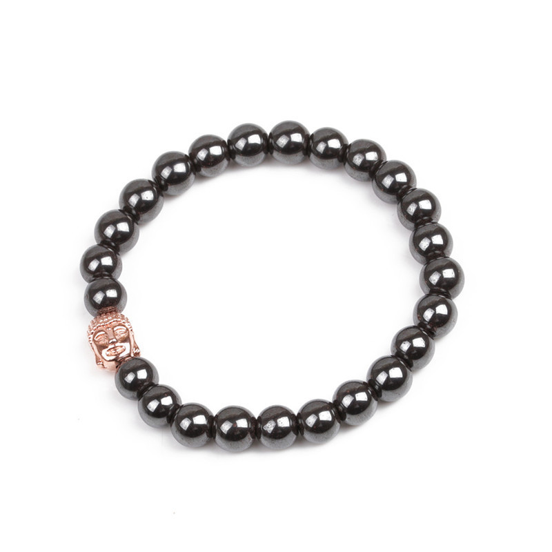 8MM Magnetic Hematite Buddha Head Bracelet