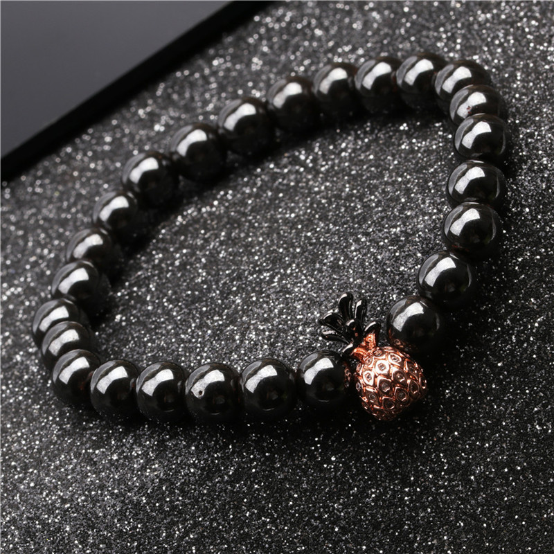 8MM Magnetic Hematite Pineapple Bracelet